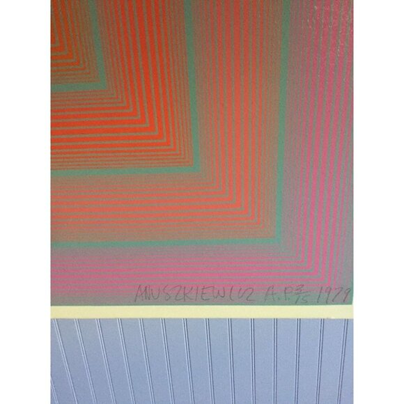 Vintage Fine Art Richard Anuszkiewicz "Reflections I - Blue Line With Mauve Cent - Picture 2 of 8